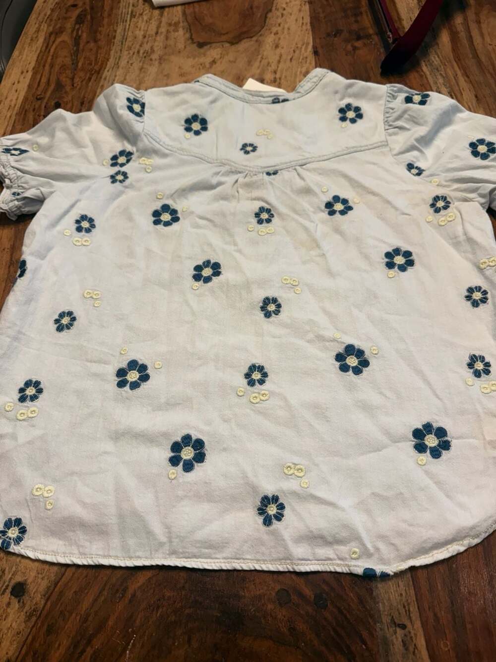 Pilcro Embroidered Blouse Size L Light Blue Floral Cotton boho